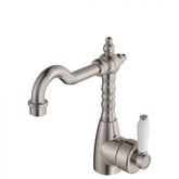 Fienza Eleanor Shepherds Basin Mixer - Brushed Nickel W/ Ceramic White Handle